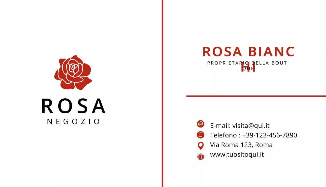 biglietto da visita boutique minimal rosso
