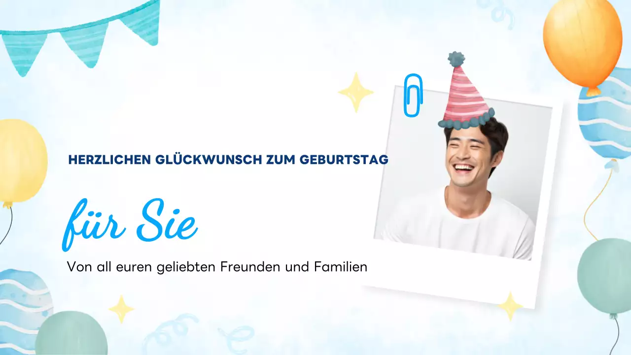 Blaue moderne und heitere Geburtstagskarte