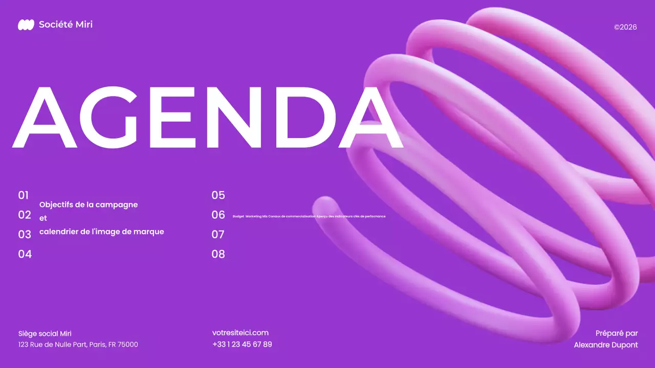 plan de marketing 3d pourpre, audacieux et moderne