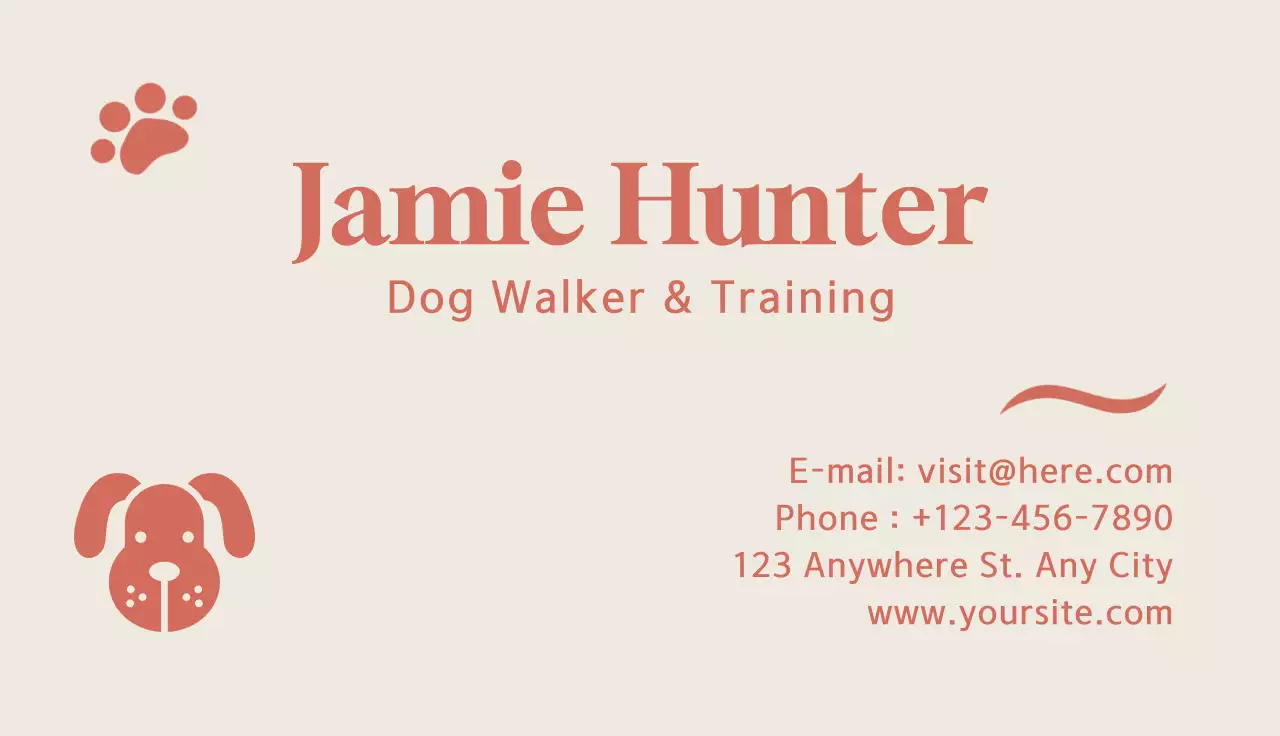 Beige Simple Dog Business Card