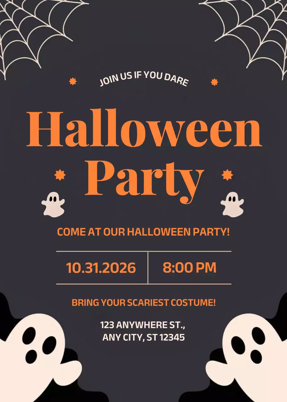 Orange Retro Halloween Invitation