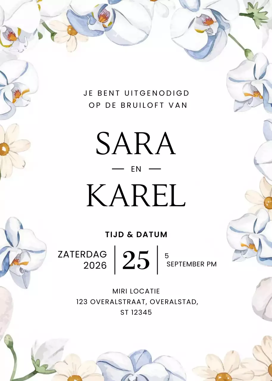 witte elegante huwelijksuitnodiging