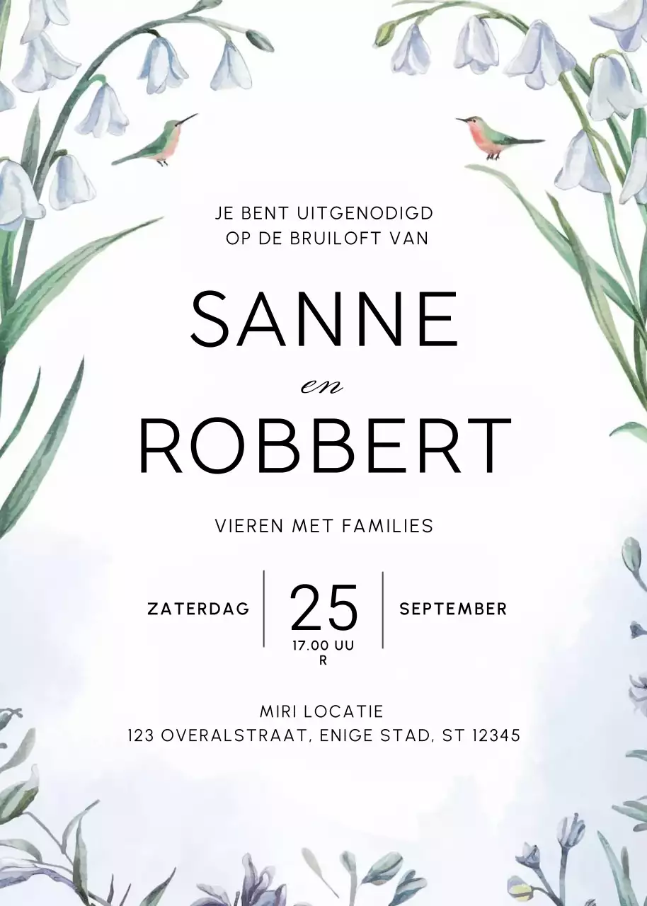 witte elegante huwelijksuitnodiging