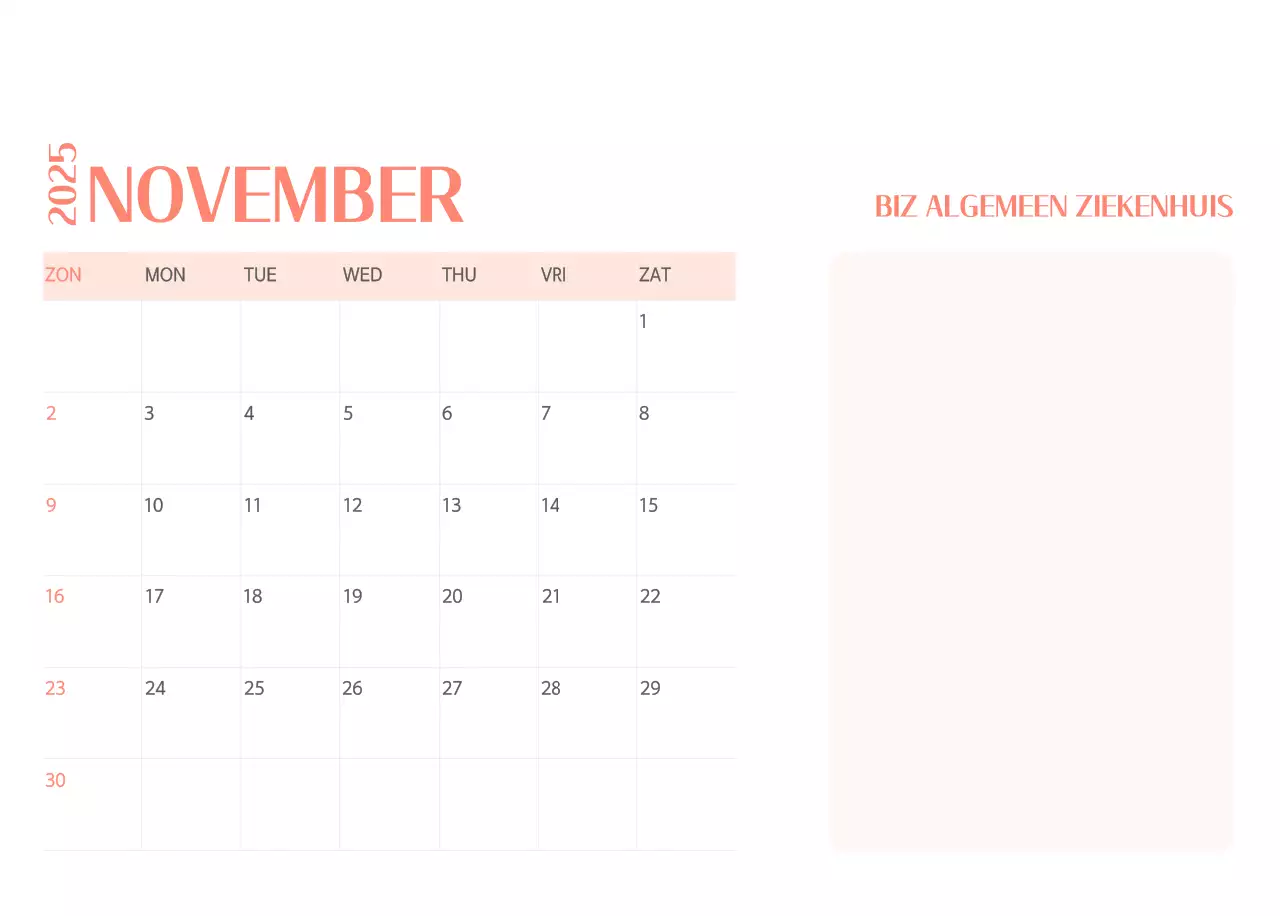Ziekenhuiskalender in groen fotolijstje