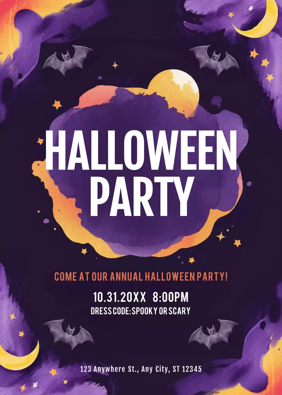 purple retro Halloween invitation