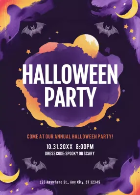 purple retro Halloween invitation