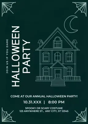 green gothic Halloween invitation