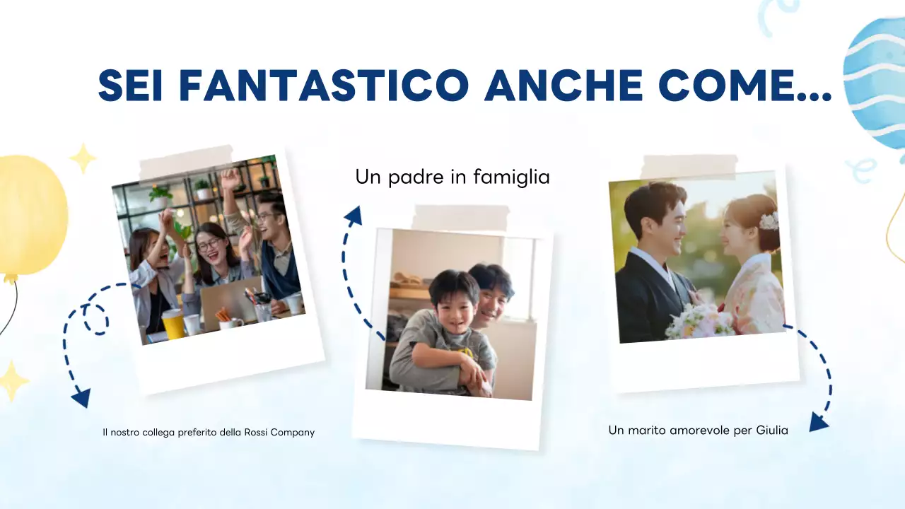 Biglietto di compleanno blu, moderno e allegro