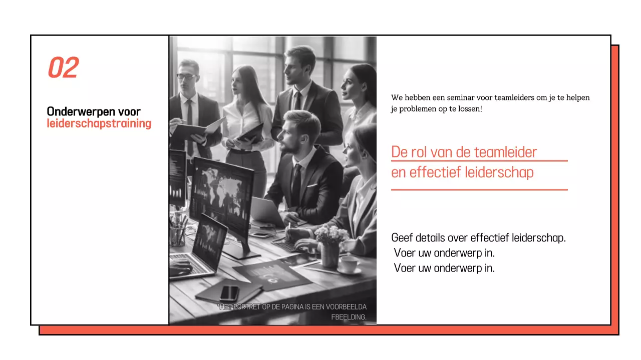 Promoot een eenvoudig intern seminar in wit en oranje