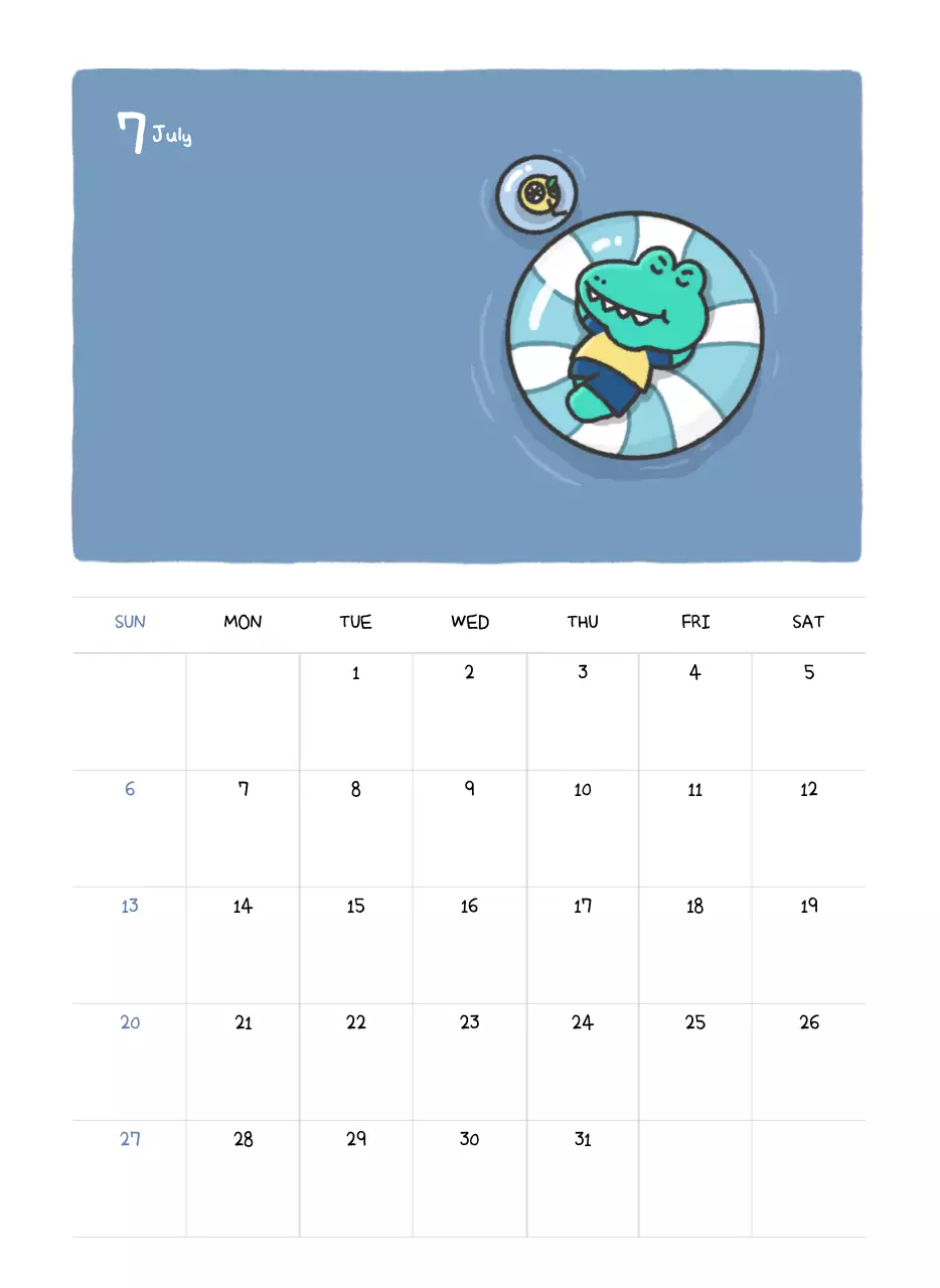 귀여운 아고 일러스트 컨셉의 캘린더