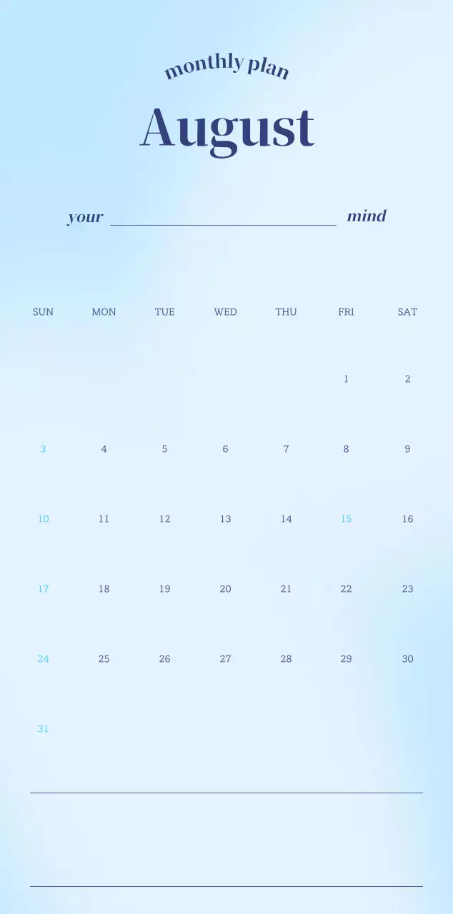 그라데이션 미니멀 달력 캘린더