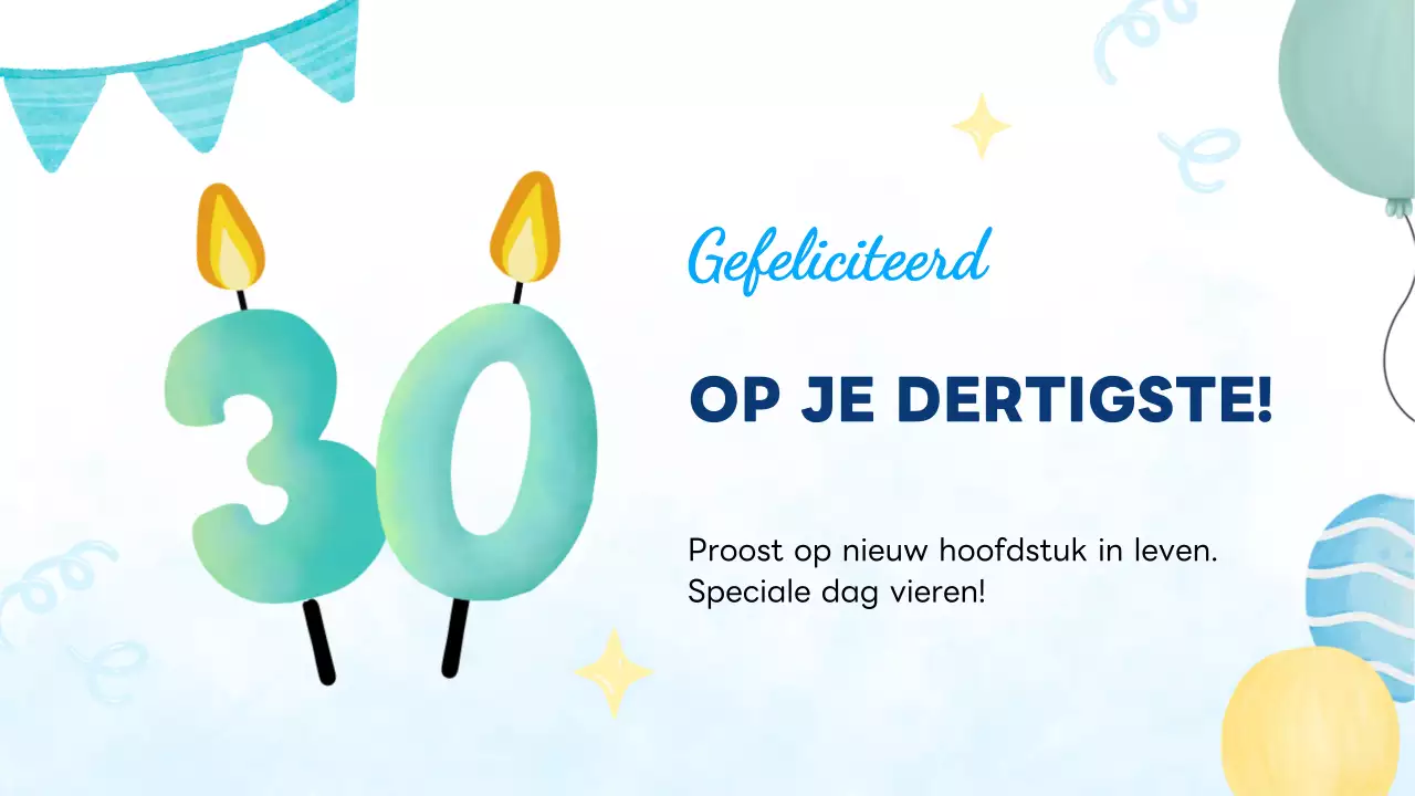 Blauwe moderne en vrolijke verjaardagskaart