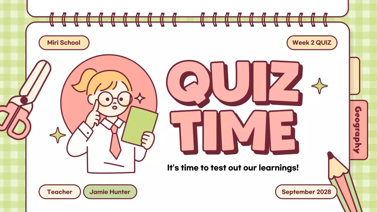 Pink Cartoon Quiz Announcement Presentation