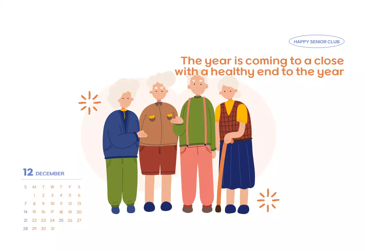 Business calendar with cute illustrations