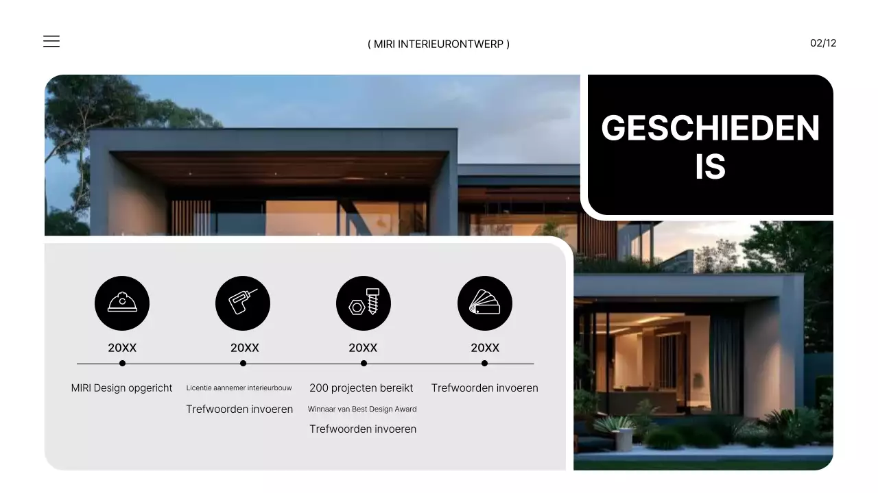 Een brand briefing voor een modern kantoorinterieur in zwart en wit