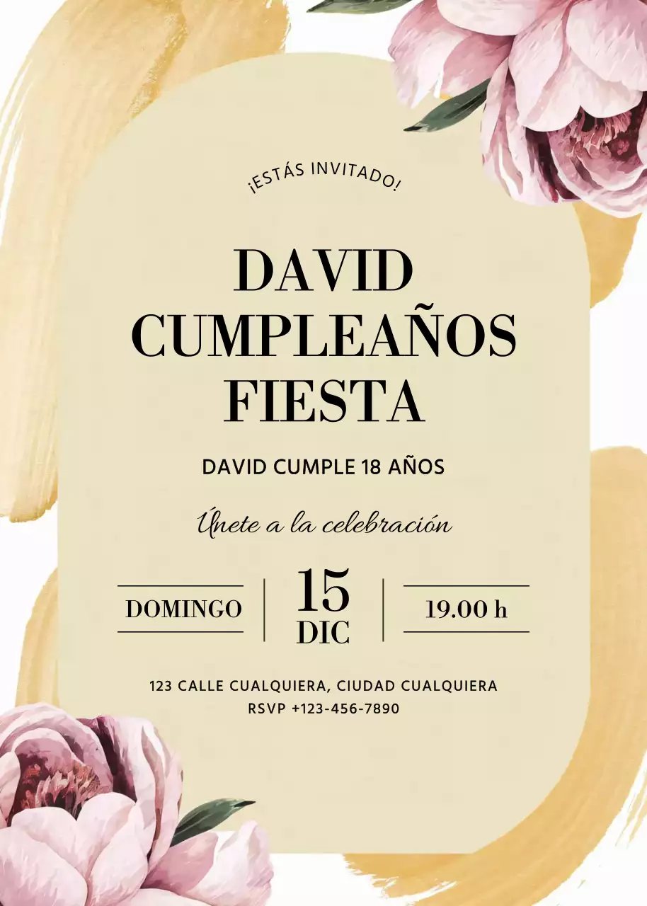 invitación de cumpleaños elegante beige