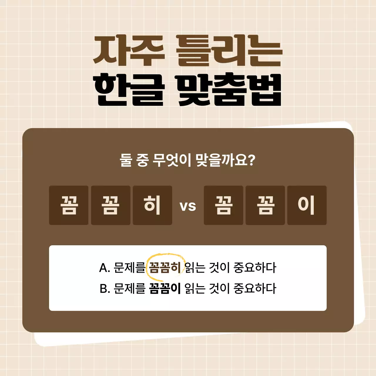 갈색 기본 맞춤법 교육