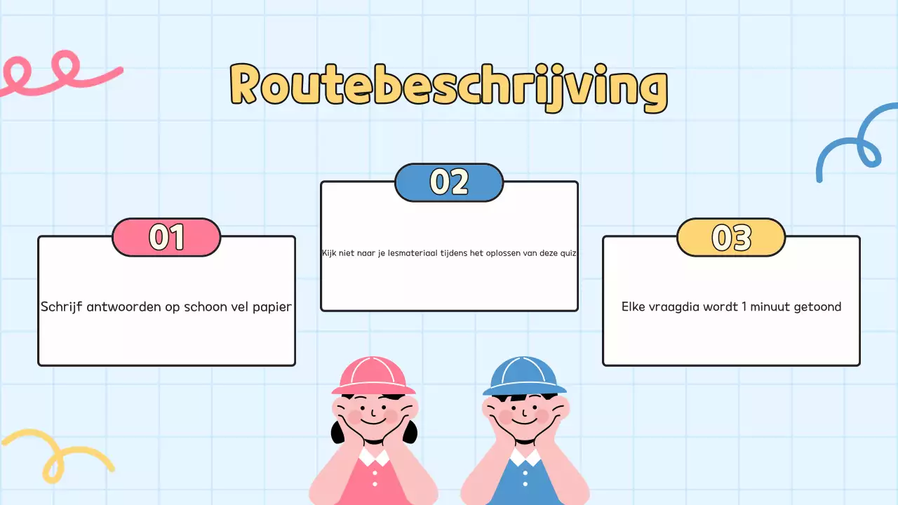 Gele quiz voor studentenpresentatie op school