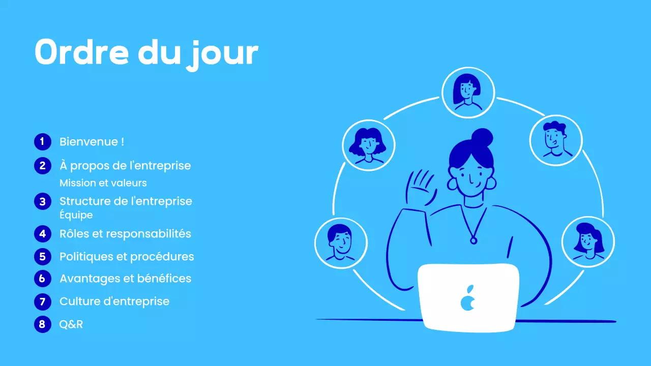 blue modern employee onboarding presentation