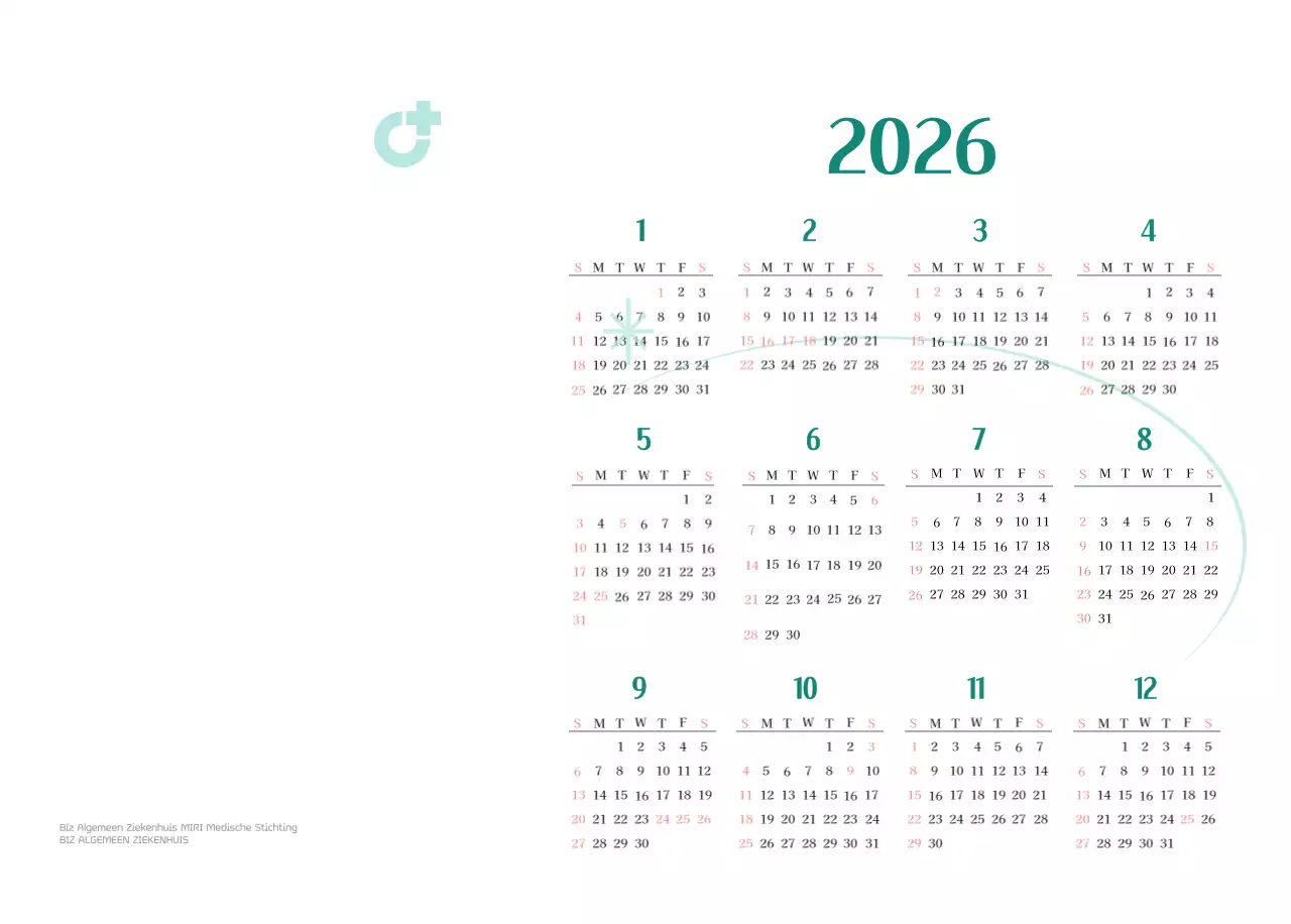 Ziekenhuiskalender in groen fotolijstje