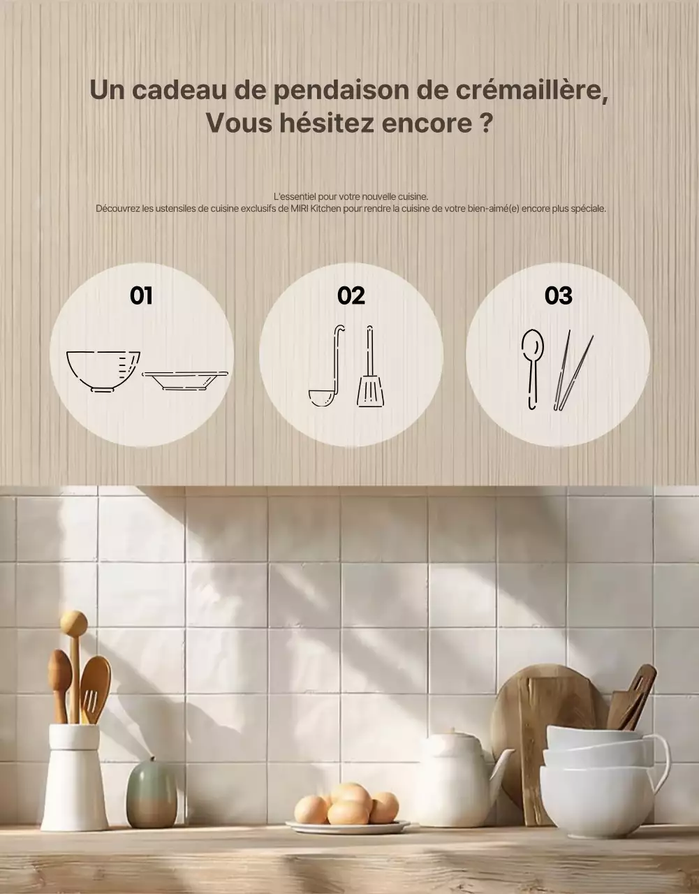 Promouvoir un cadeau de pendaison de crémaillère moderne en beige