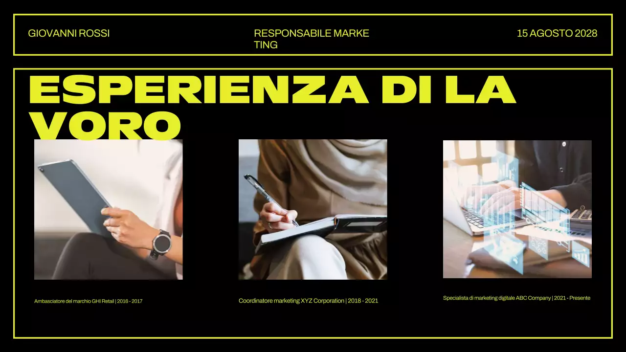 Presentazione del portafoglio creativo