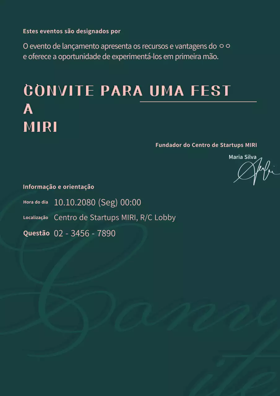 Convite moderno para evento em verde