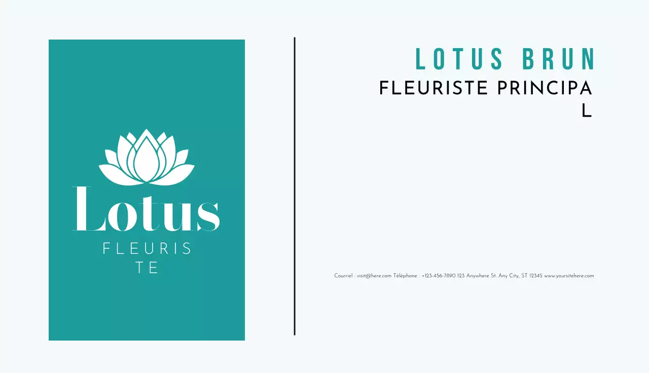 carte de visite fleuriste simple sarcelle