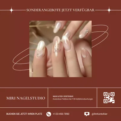 Braun Elegant Ästhetisch Nagel Maniküre Pediküre Salon Förderung