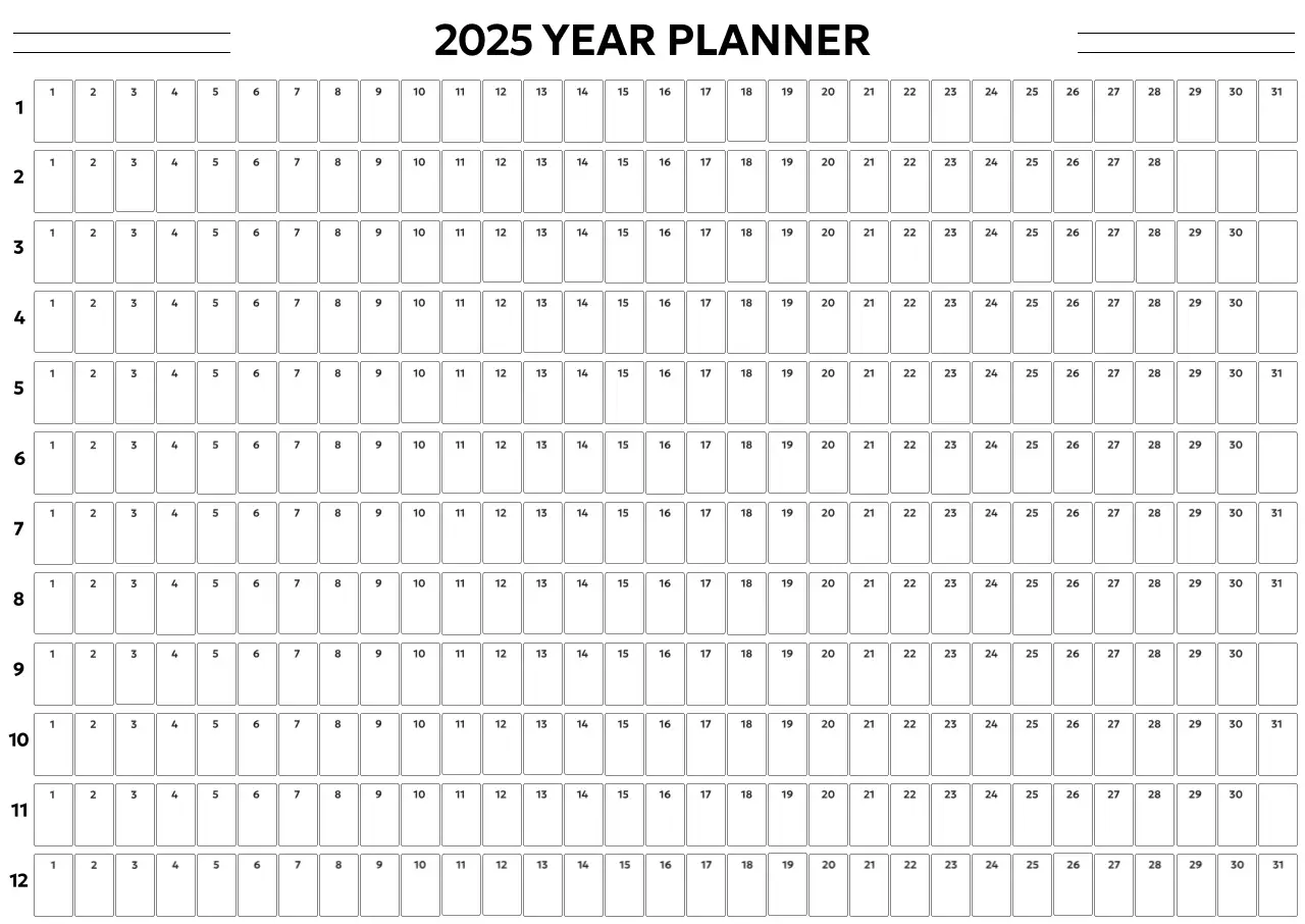 둥근 네모칸이 있는 고딕체의 심플한 느낌의 연간달력