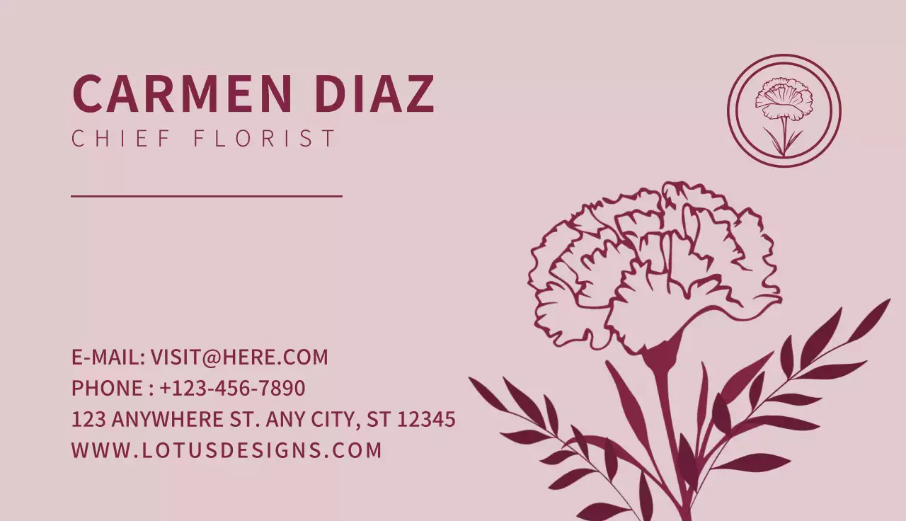 cartão florista elegante cor-de-rosa