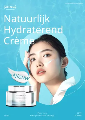 Lichtblauwe moderne cosmetica reclame