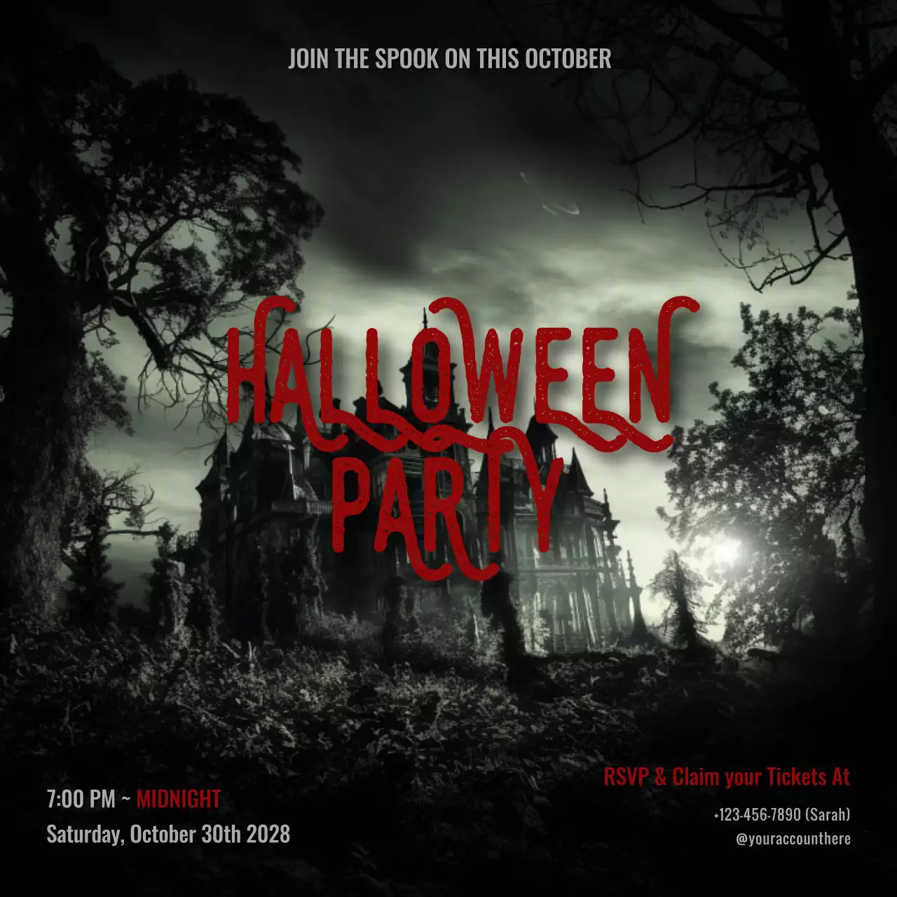 Black Gothic Halloween Invitation Social Media Post
