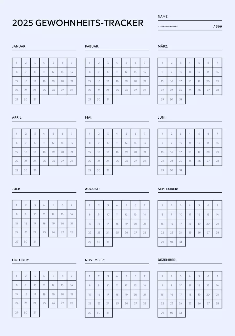 Minimalistische Ziel-Tracker-Kalender mit Pastell lila Hintergrund