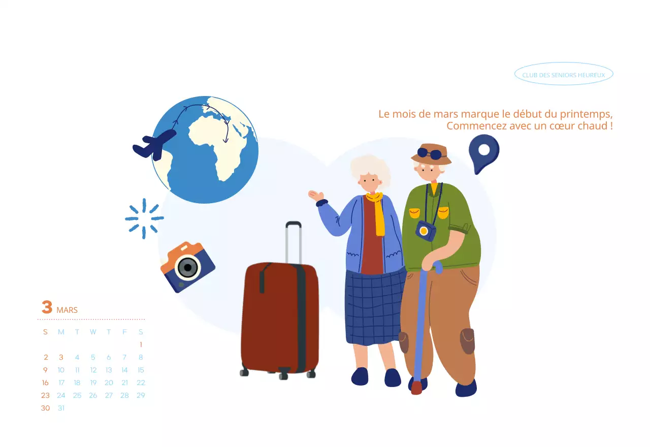 Calendrier d'entreprise avec de jolies illustrations