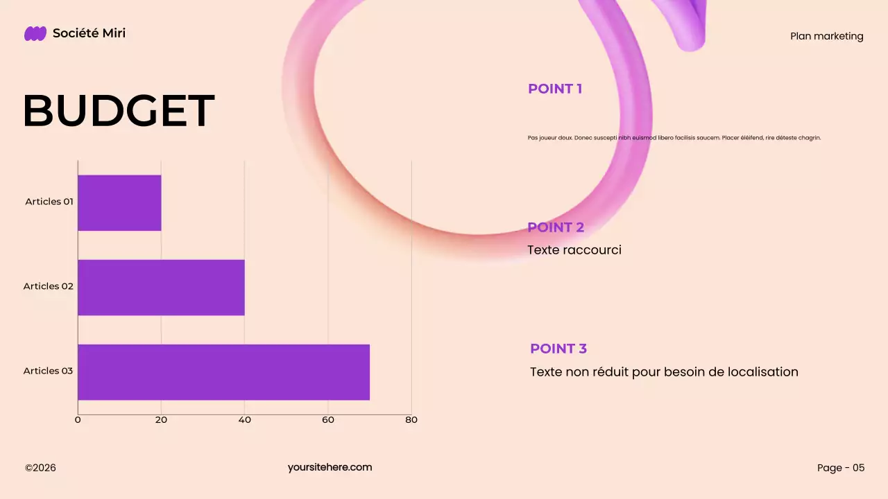 plan de marketing 3d pourpre, audacieux et moderne