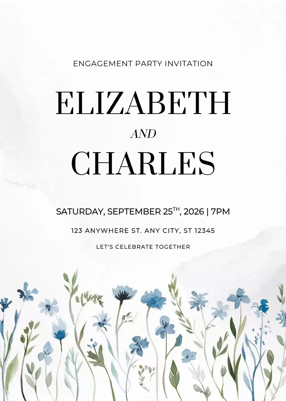 white elegant engagement invitation