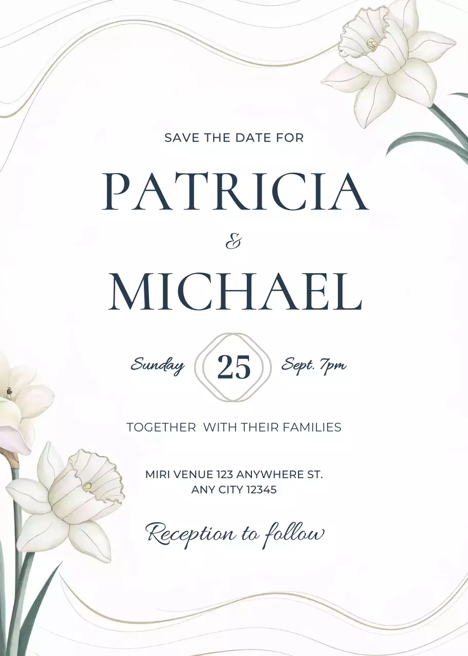 Thiệp cưới màu be trắng xanh phong cách thanh lịch