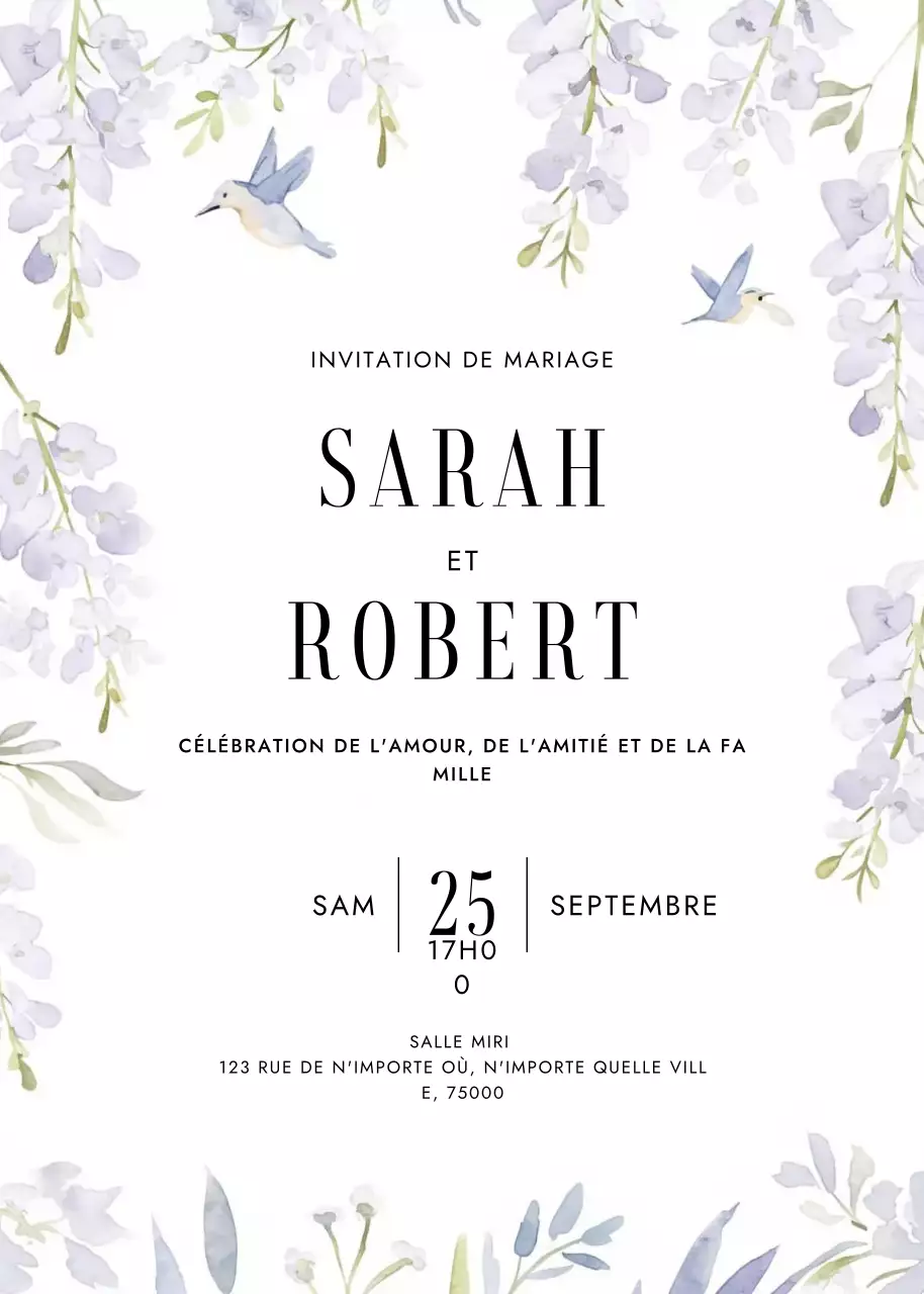 invitation de mariage élégante et blanche