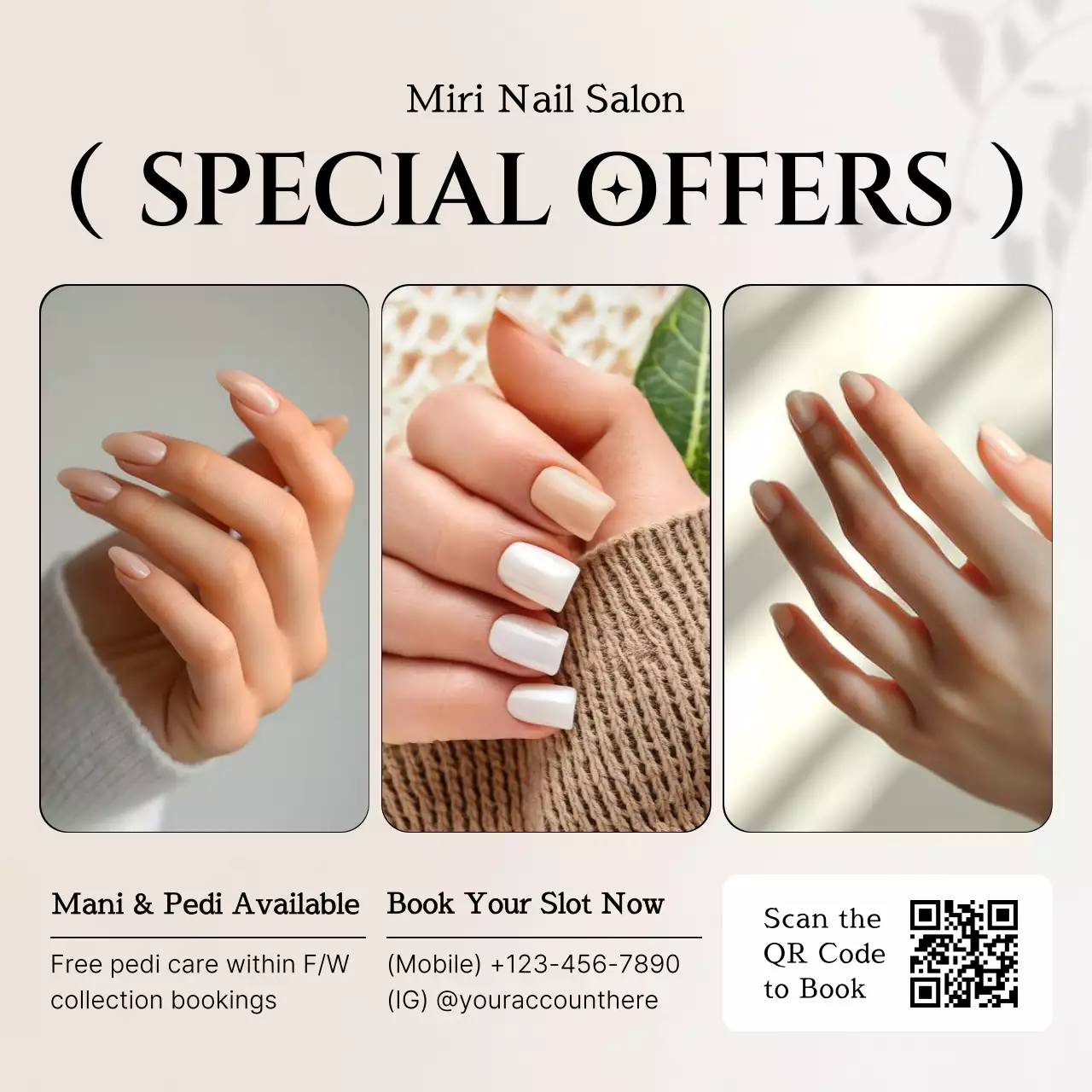 Beige Elegant Nail Promotion Social Media Post