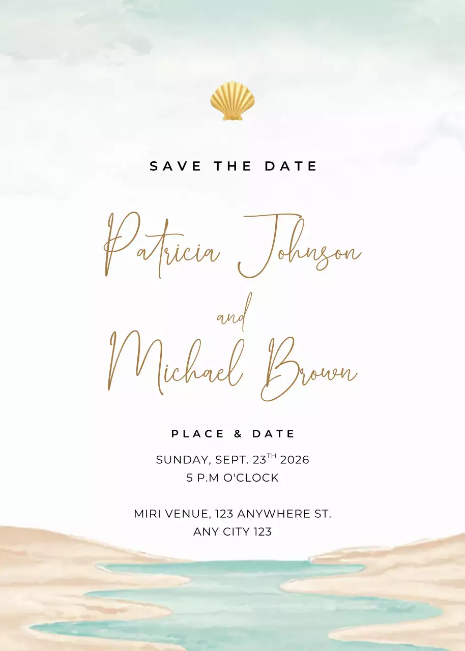 beige elegant wedding invitation