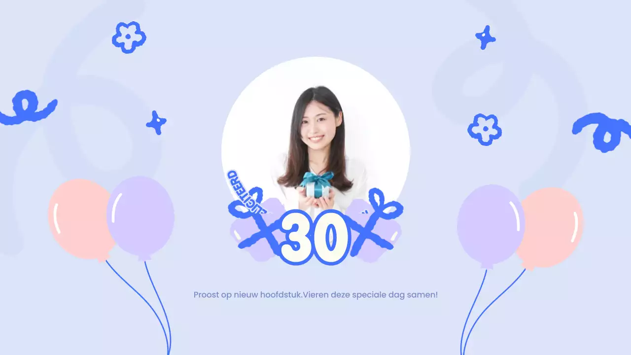 Blauwe Speelse Verjaardag Presentatie