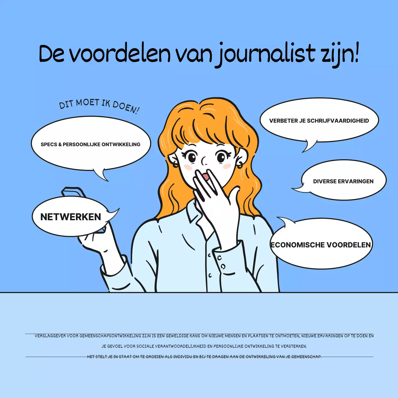 Lichtblauw en eenvoudig voor lokale ontwikkelingsjournalisten