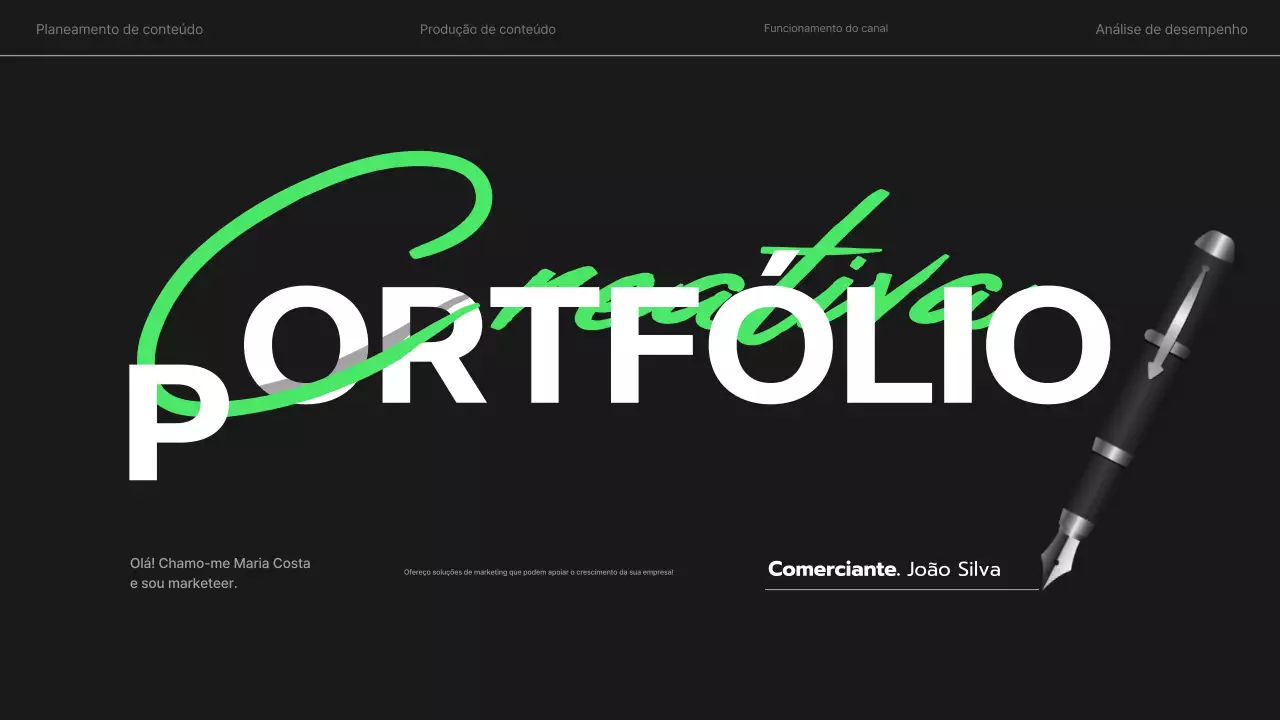 portefólio criativo moderno e preto