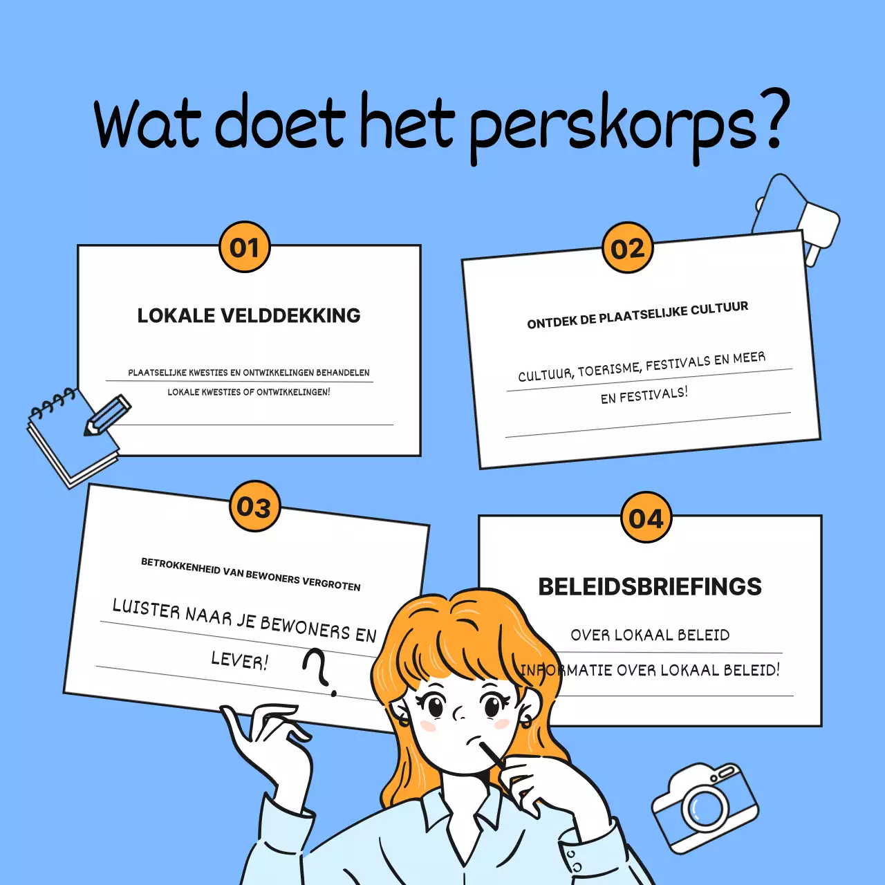 Lichtblauw en eenvoudig voor lokale ontwikkelingsjournalisten