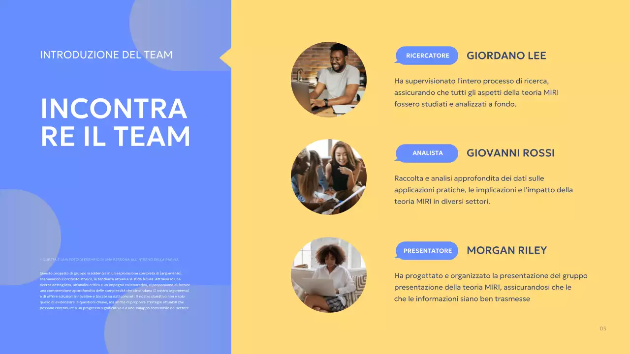 relazione sul progetto di gruppo blue modern