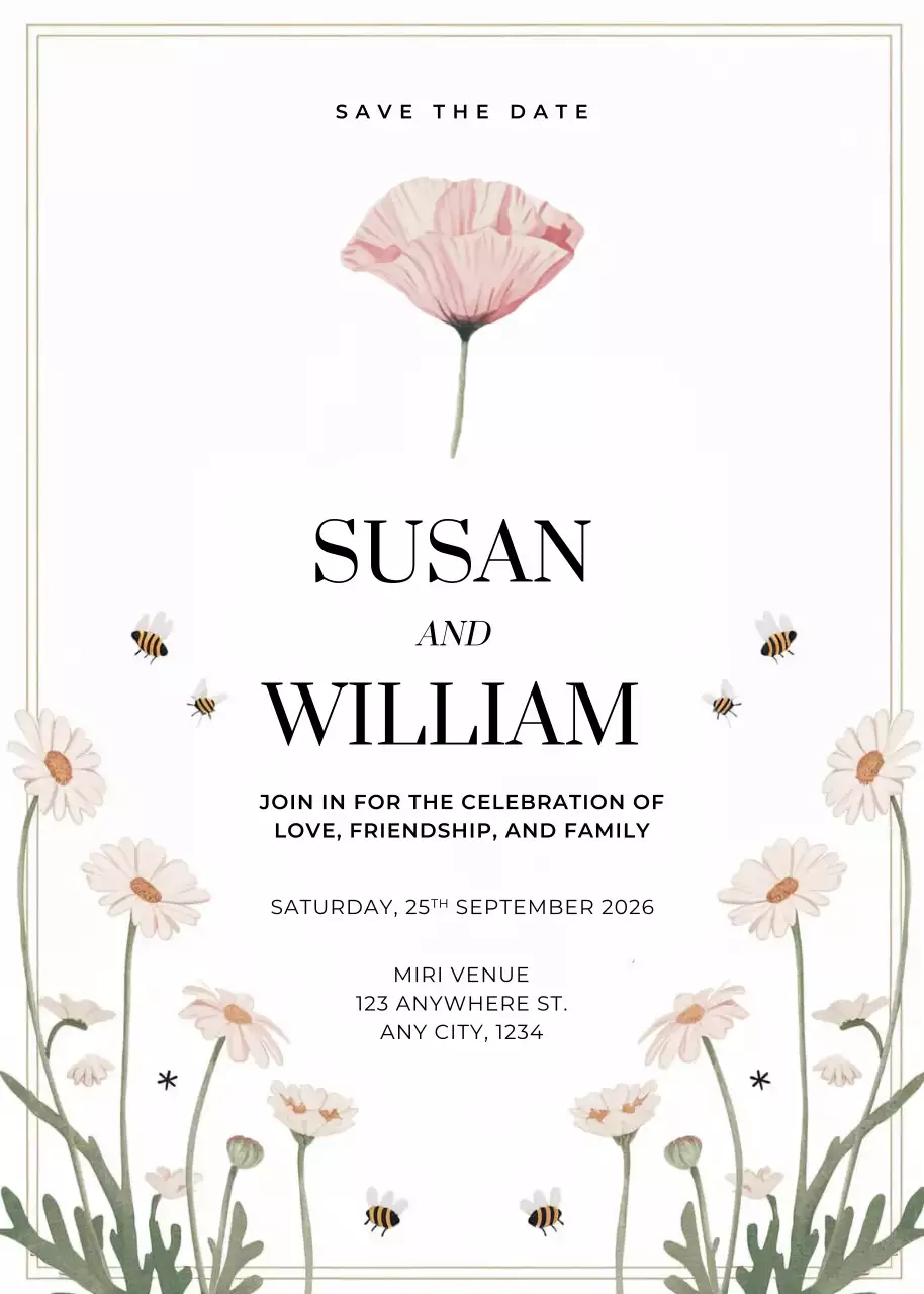 white elegant wedding invitation