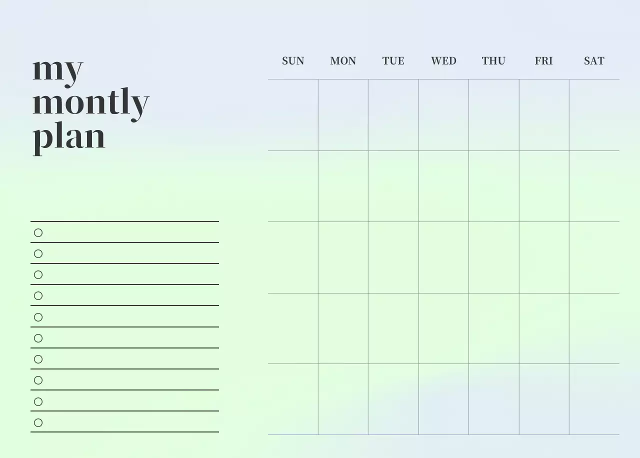 그라데이션 미니멀 달력 캘린더