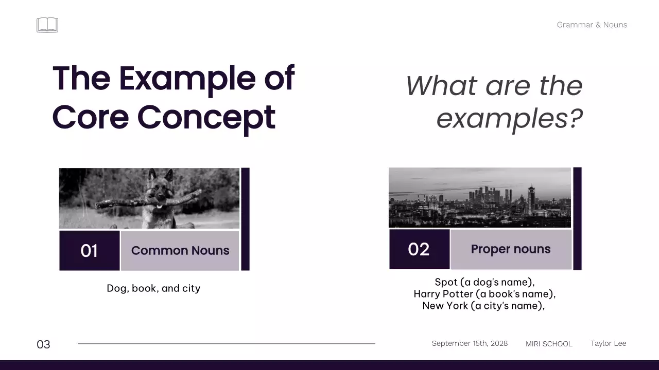 Bài thuyết trình khóa học ngữ pháp tối giản màu đen