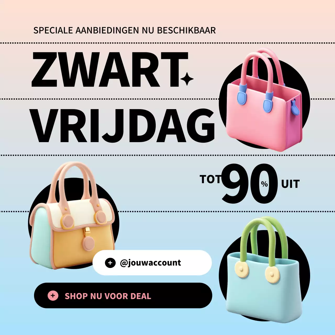zwarte trendy handtas promotie